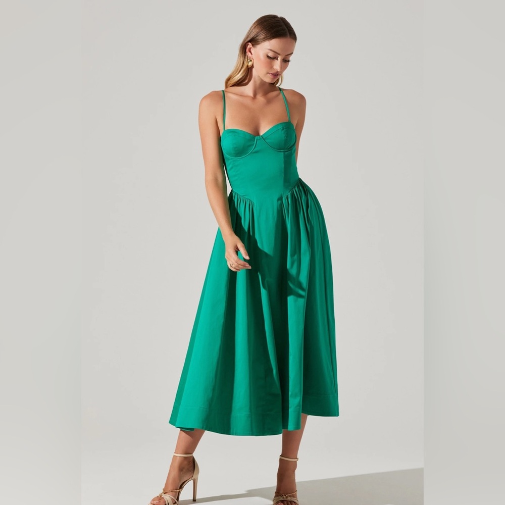 Astr Bellamy bustier retro Midi Dress with Sweetheart Neckline size L